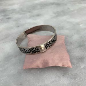 Coach Signature Silver Enamel Bangle Bracelet